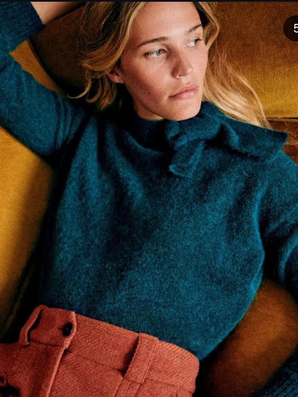 La Maille Sezane Bow Long Sleeve Knit Merino Wool Super Mohair Sweater Size XS